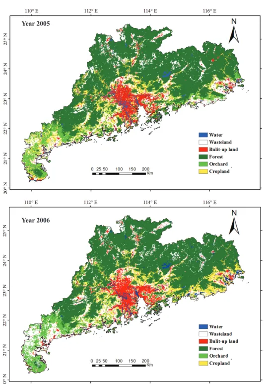 Figure 4- (Continued) Land-use maps of each year in Guangdong Province from 2001 to 2010