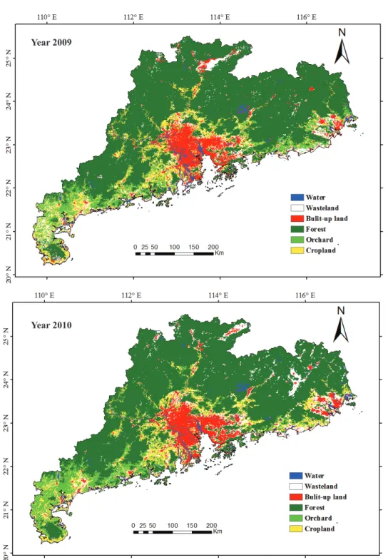 Figure 4- (Continued) Land-use maps of each year in Guangdong Province from 2001 to 2010