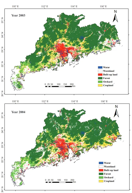 Figure 4- (Continued) Land-use maps of each year in Guangdong Province from 2001 to 2010