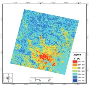 Figure  11-  Spatial  distribution  of  the  LST  in  the  study area