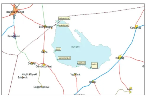 Figure 2- Location of the water sampling stations in the Seyfe Lake