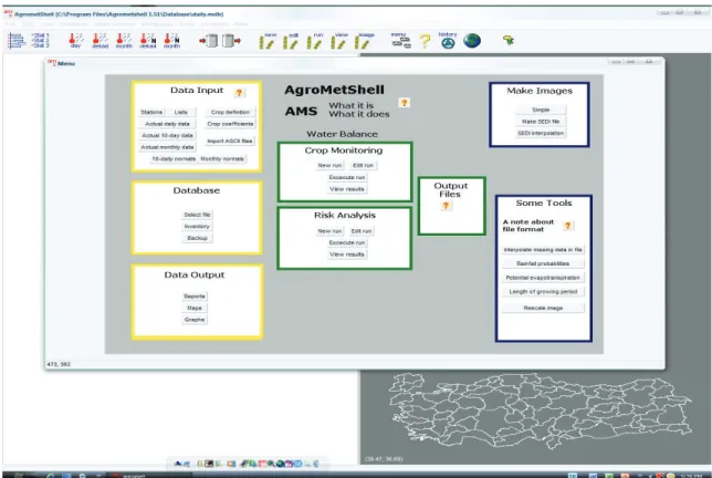 Şekil 2- AgroMetShell 1.51 modelinin ana kullanım yüzü