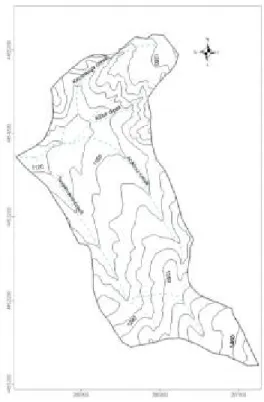 Figure  1-  General  feature  and  topographical  map  of  Ugrak watershed 