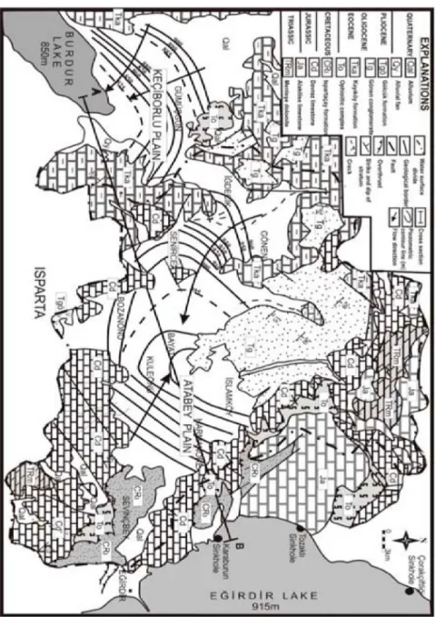 Figure 2. Hydrogeological map [11] -revised from [7,9,10] 