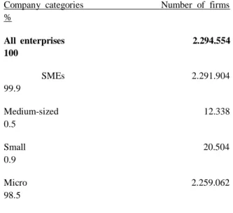 Table 2:  Distribution of firms in Turkey (2009) 
