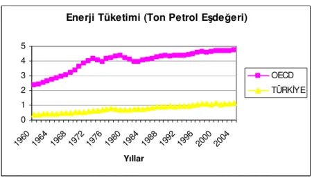 Grafik 1. Türkiye ve OECD Ülkelerinin Enerji Tüketimleri 