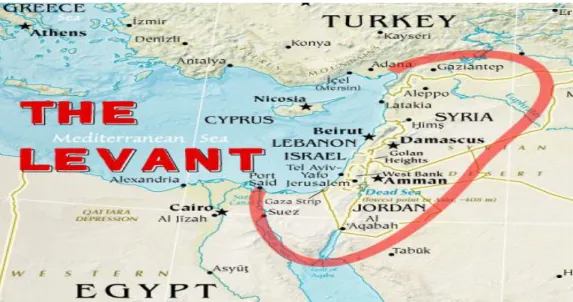 ġekil 1: Levant Bölgesi‟nin Harita Üzerinde Görünümü 