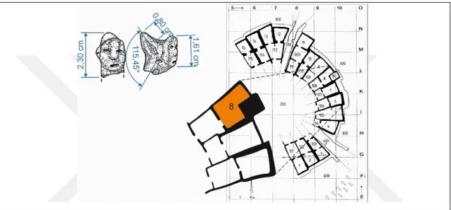 ġekil 4: Demircihöyük Disk Yüzlü Figürin 3 ve Bulunduğu Bölge  Kaynak: Plan, Baykal- Seeher ve Obladen-Kauder 1996, fig