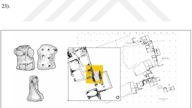 ġekil 14: Küllüoba Disk Yüzlü Figürin 2 ve Bulunduğu Plankare  Kaynak: Öner, 2009: lev 3b ve Fidan, 2011: lev