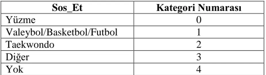 Tablo 3.2. Mezuniyet Değişkeninin Sayısallaştırılması. 