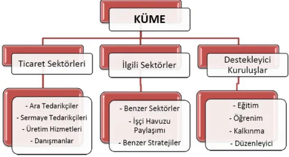 Şekil 7: Küme Aktörleri  Kaynak: (Erkek ve Öselmiş, 2011: 6)