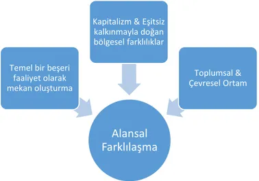 Şekil 6: Alansal farklılaşma metodunun 1980lerde uygulandığı başlıca konular 