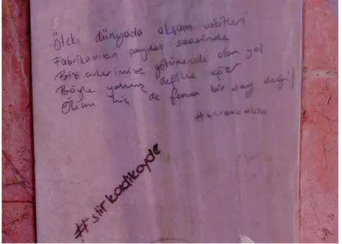 Şekil 9: Moda sokaklarından #şiirkadıköyde etiketli duvar yazısı 