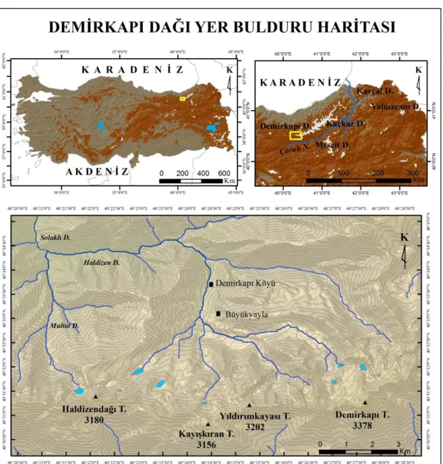 Şekil 1: Demirkapı Dağı’nın Yer Bulduru Haritası. 