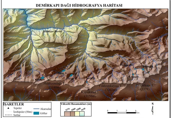 Şekil 5: Demirkapı Dağı’nın Hidrografya Haritası. 