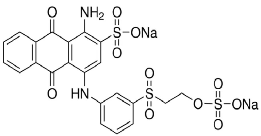 Şekil 1.2. Remazol Brillant Blue R'nin moleküler yapısı. 