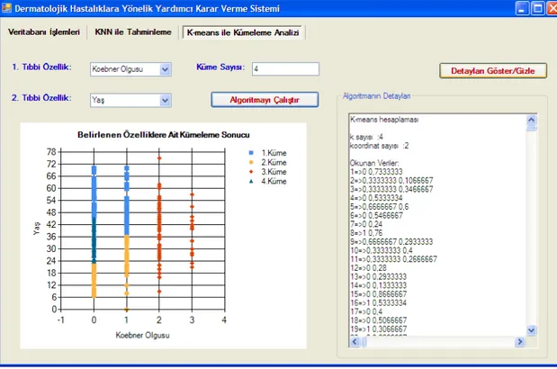 Şekil 5.4. K-means ile kümeleme arayüzü. 