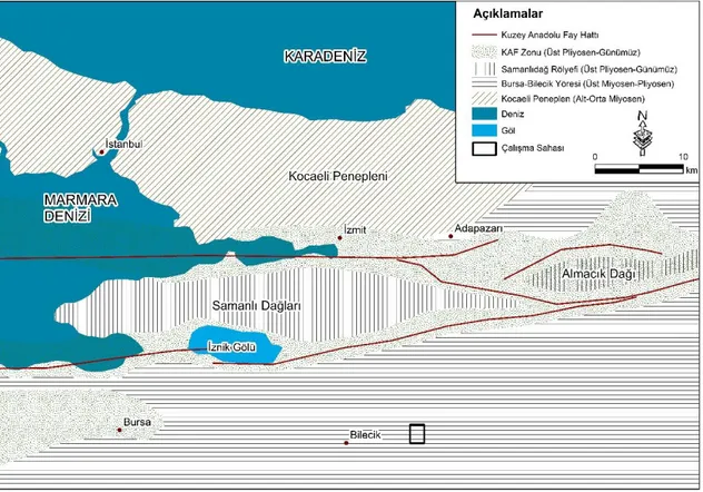 Şekil 14: Doğu Marmara Bölgesinin Morfotektonik Üniteleri (Emre vd., 1998’den değiştirilerek 