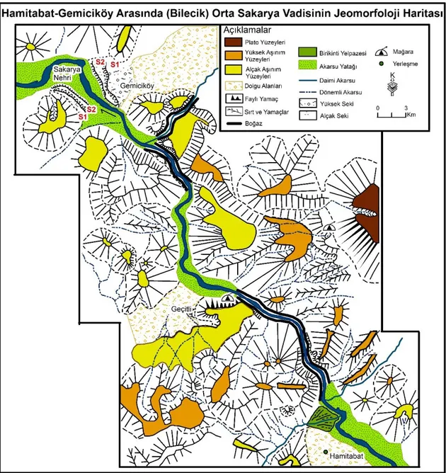 Şekil 16: Hamitabat-gemiciköy Arasında (Bilecik) Orta Sakarya Vadisinin Jeomorfoloji Haritası 