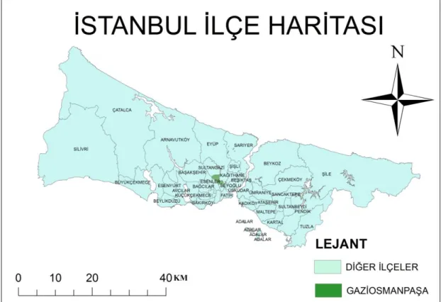 Şekil 1: İstanbul İlçe Haritası  Kaynak: Hardal, 2014 
