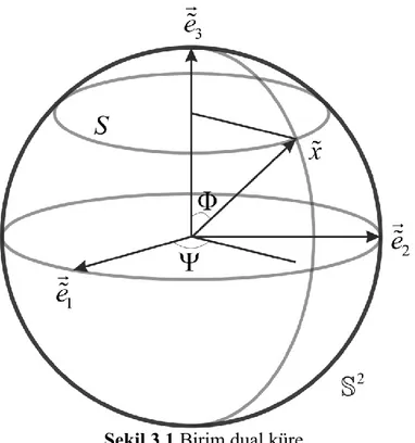 Şekil 3.1 Birim dual küre. 