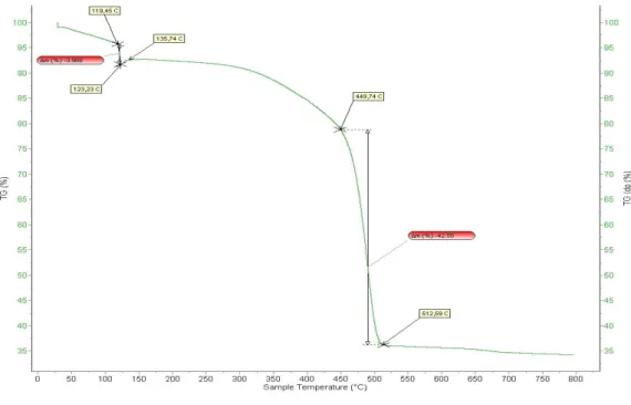 Figure 2. The schematic TG curve recorded for sample 4A 