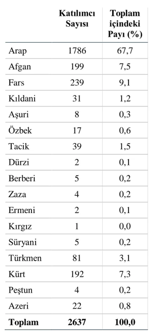 Tablo 12: Katılımcıların Etnik Kökeni     Katılımcı 