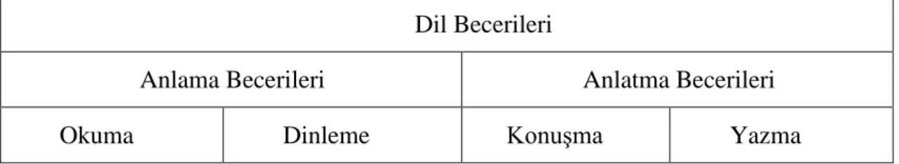 Tablo 1: Dil Becerileri  