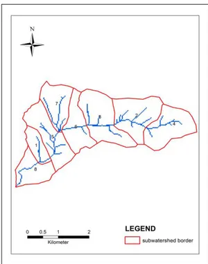 Figure 3. Boundaries of the sub-watersheds  where GeoWEPP model (interface) was  performed 