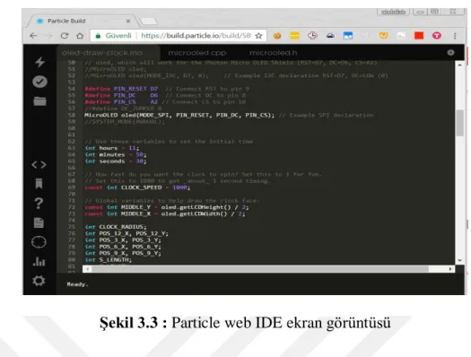 Şekil 3.3 : Particle web IDE ekran görüntüsü  3.3 Bileşenlerin Bağlantısı 