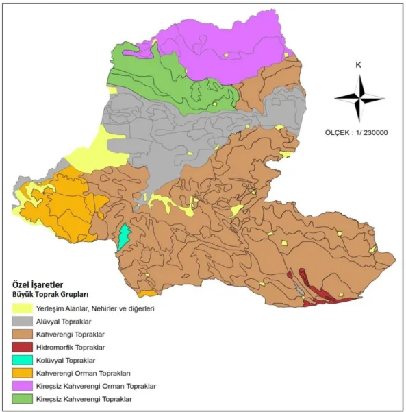 Şekil 3.7 : Eskişehir Orman İşletme Şefliği Büyük Toprak Grupları haritası 