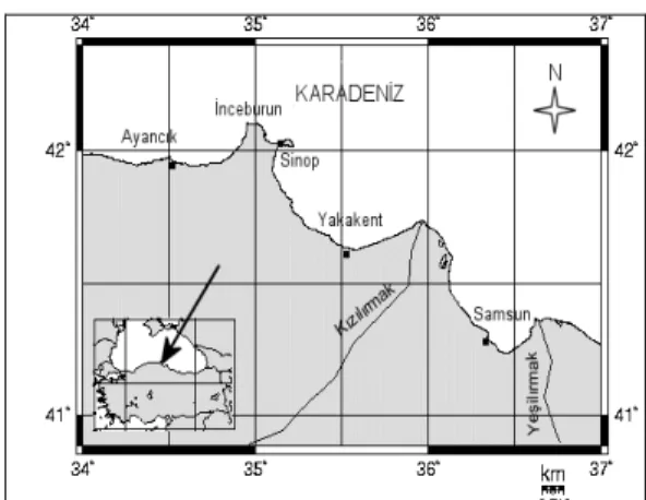 Şekil 1. Dip trolü av örneklerinin alındığı bölge 