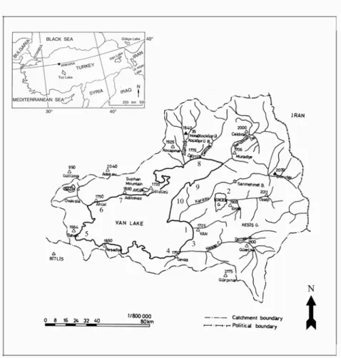 FIGURE 1 - Location of Lake Van, Turkey and map of the sampling points. 