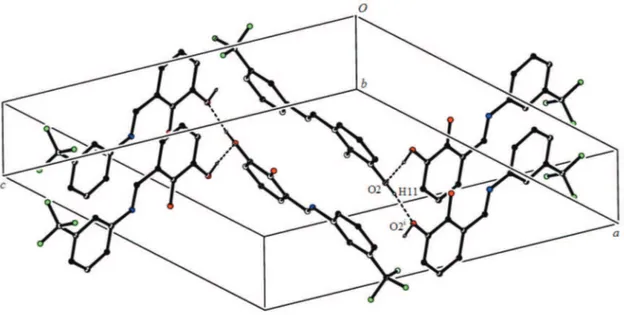 Figure 4. A packing diagram of the title compound. Dashed lines indicate the O-H. . . O intermolecular hydrogen bonds.