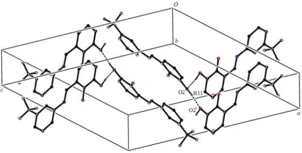 Figure 4. A packing diagram of the title compound. Dashed lines indicate the O-H. . . O intermolecular hydrogen bonds.