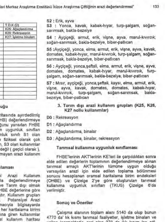 Çizelge 3. Arazi kullan ı m türleri 