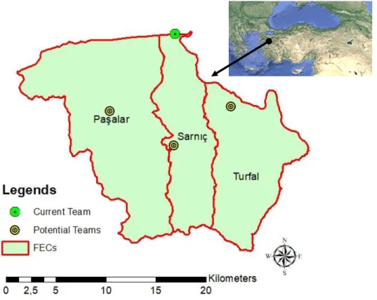 Figure 1. Current and potential firefighting teams in the study area