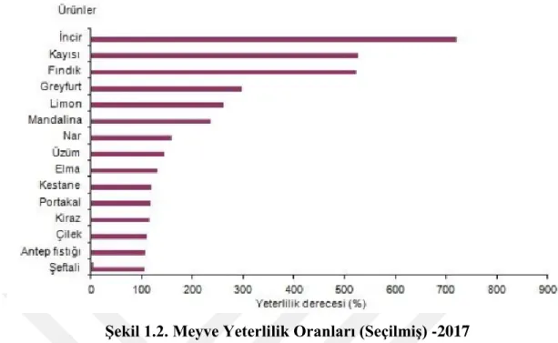 Şekil 1.2. Meyve Yeterlilik Oranları (Seçilmiş) -2017 