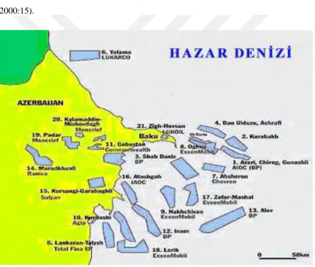 Şekil 1.1 Azerbaycanı'ın Petrol Yatakları