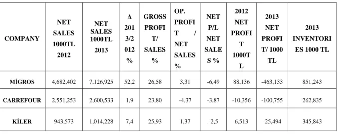 Tablo 1: Selected B/S and P/L items of sample companies