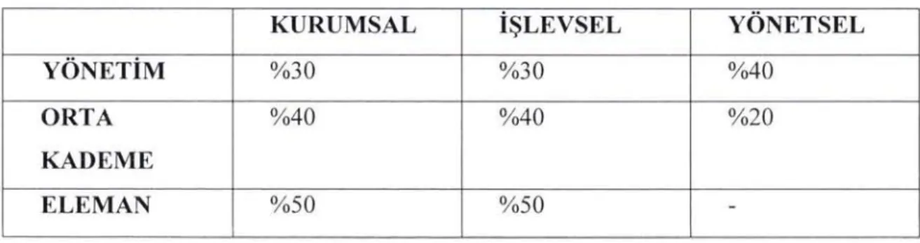 Tablo 3.3.4.1:  Yetkinlik  Ağırlıkları 