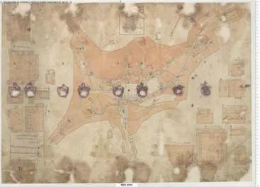 Fig. 1.  Map showing the fountains to be repaired in Mecca, 1/2500, from  1341 (Hijri), (52x69) 