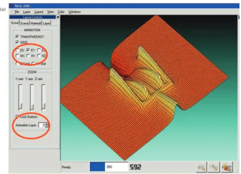 Figure 4. (a) Observation layer deﬁnition during FDTD simulations. (b) Color palette.