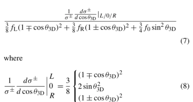Table 4 Results (as percentages) of fitting cos θ 3D and cos θ 2D dis-