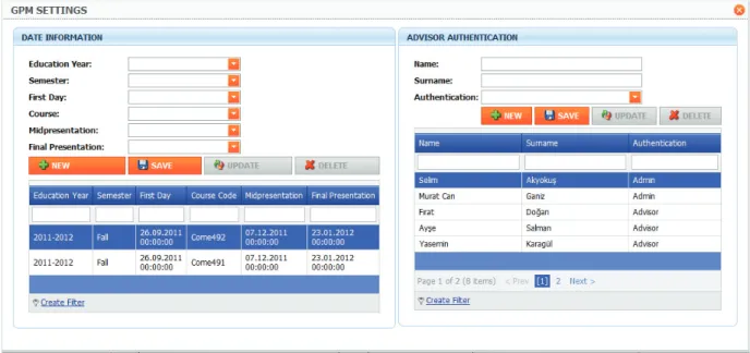 Figure 4. GPM Settings popup menu 