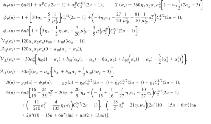 TABLE II. Parameters of the wave function calculated at the renormalization scale  ¼ 1 GeV.