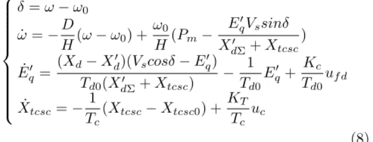 Fig. 1. A Single Machine Infinite Bus system with TCSC 3.1 System Model