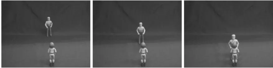 Figure 2. Three still frames from one of the dynamic experiment testing item. 