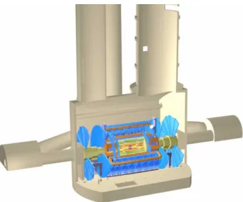 Fig. 2 The ATLAS detector in the experimental cavern. Above the