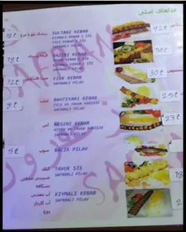 Foto 3. Bir restoranın menüsü 